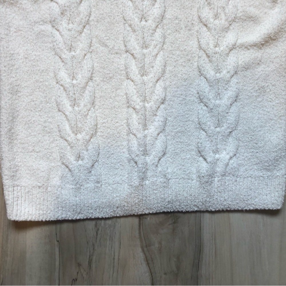 J. Crew Cotton White Cream Cable Knit Crewneck Sweater - Picture 3 of 8